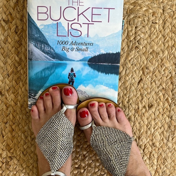 Free People New Lola Cruz Flat metallic Silver rhinestone sandal. Super Chic❤️🌈 - Picture 5 of 12